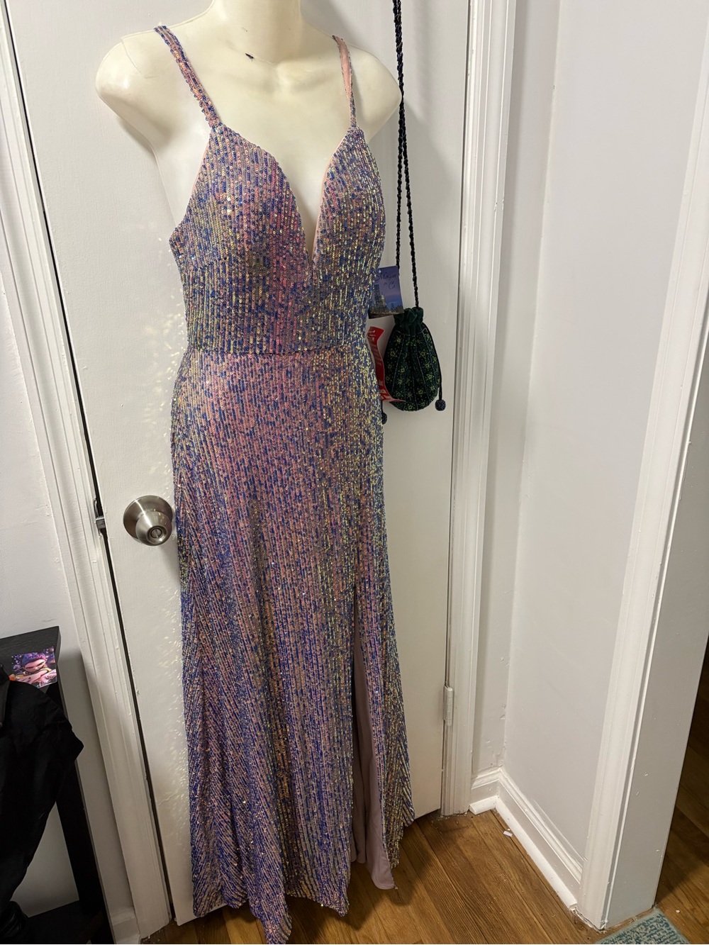 Iridescent Hallee sequin maxi dress